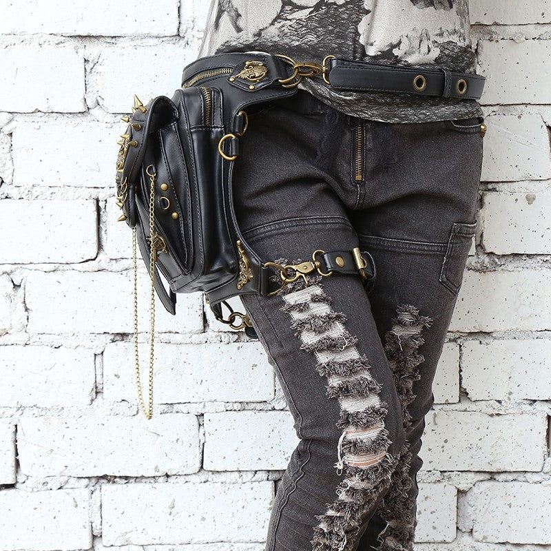 Steam Punk Skull Gothic Waist Leg Purse Bag