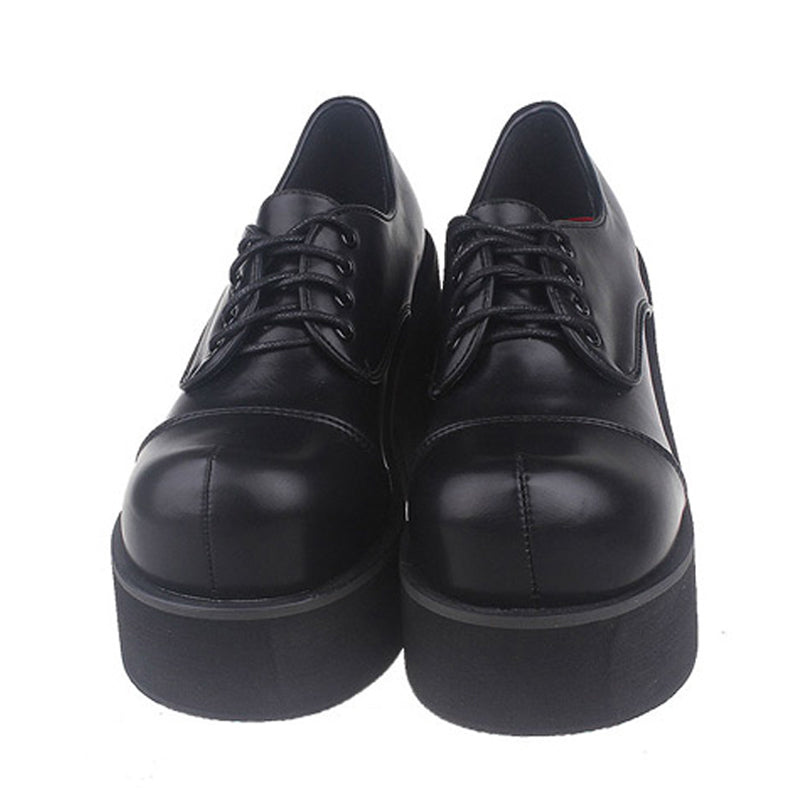 Women Ankle Platform Wedge Creeper Lace Up Gothic Boots Shoes