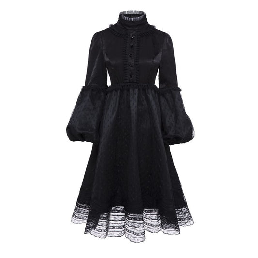 Gothic Vintage Black Lace Dress