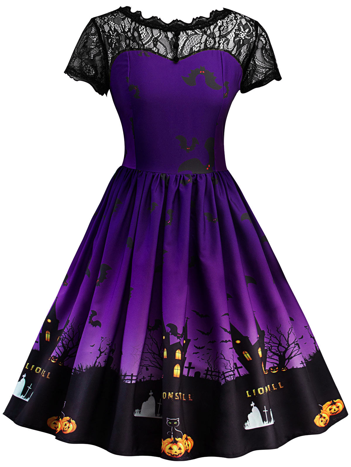 Halloween Print Pumpkin Vintage Dress