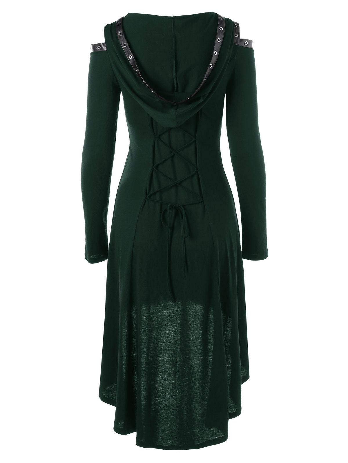 Lace up Long Sleeve Hooded Gothic Dress