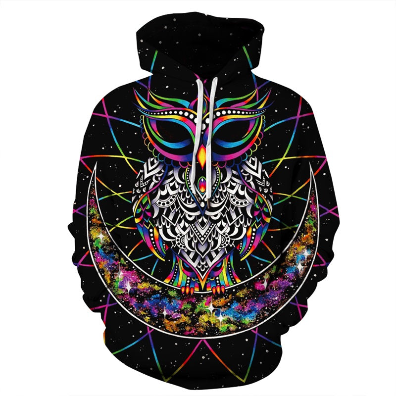 Moon Owl 3D Print Hooded Sweatshirt