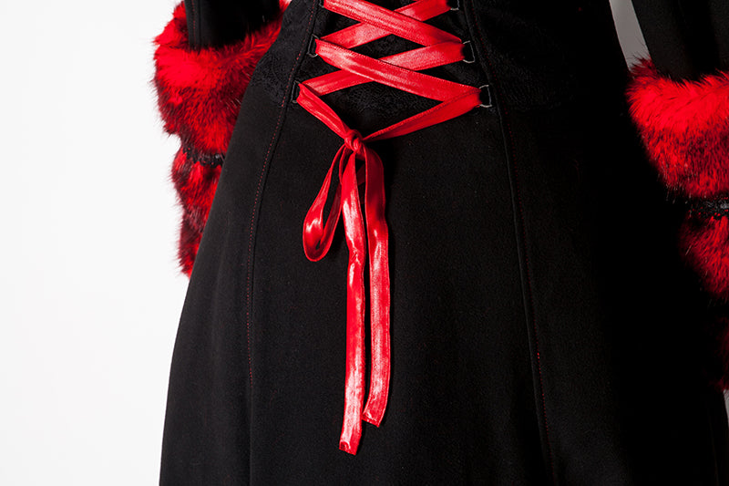 Two-Wear Woolen Imitation Fur Coat Steampunk