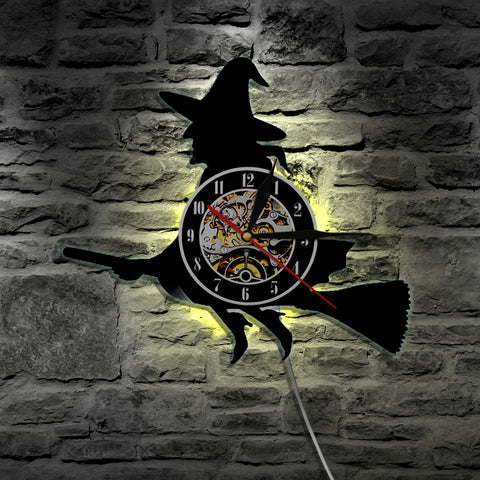 LED Flying Witch Wall Clock