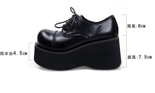 Women Ankle Platform Wedge Creeper Lace Up Gothic Boots Shoes