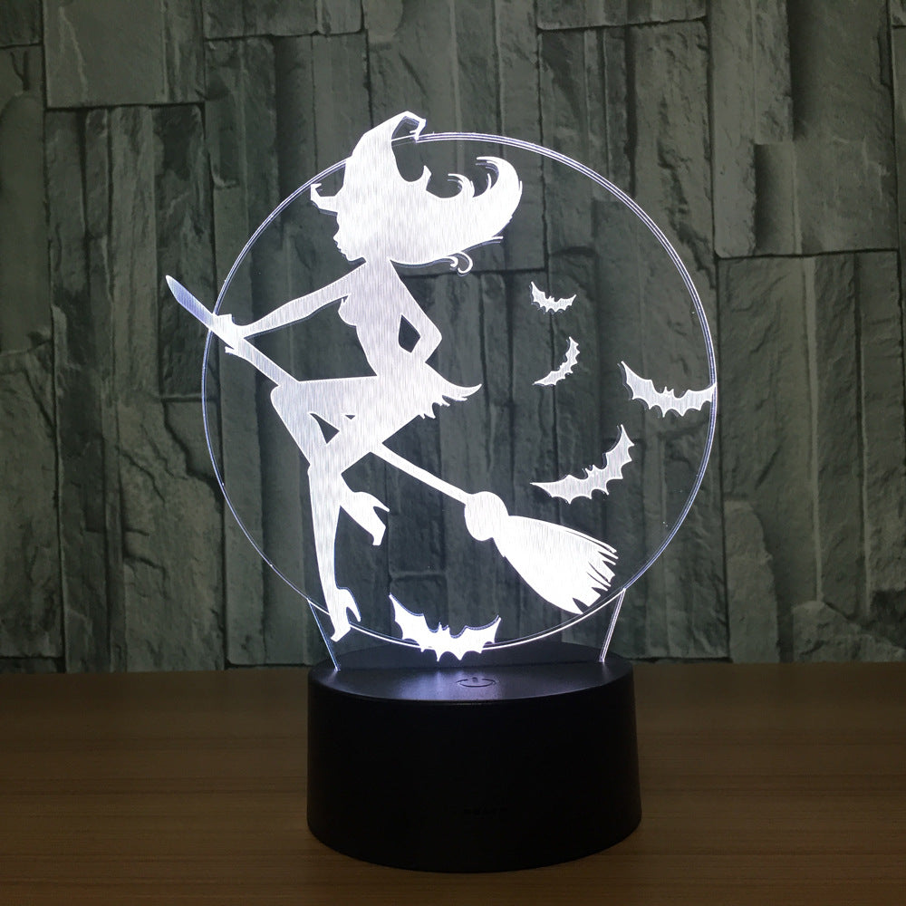 7 Color 3D LED  Acrylic Witch Table Lamp