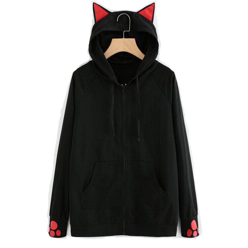 Long Sleeve Cat Ears Hooded Sweatshirt