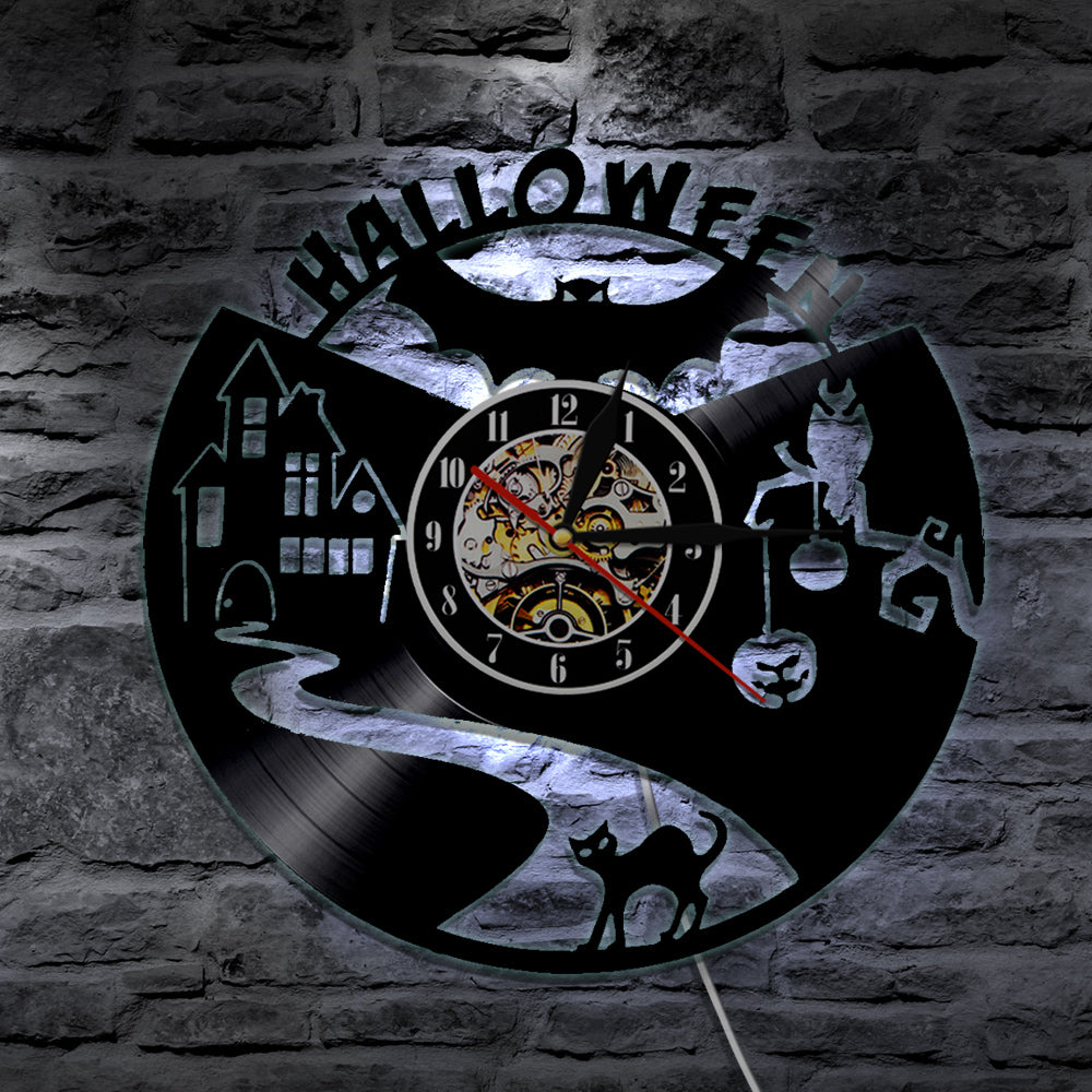 7 Color 3D LED Creepy Halloween Vinyl Wall Clock