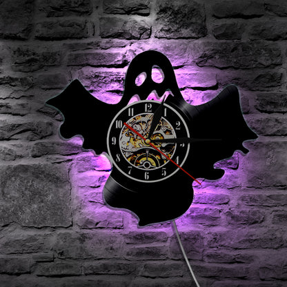 7 Color 3D LED Ghost Vinyl Wall Clock