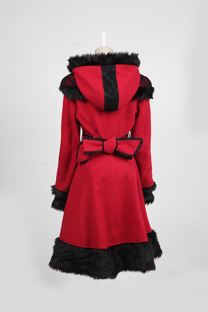 Gothic Lolita Style Retro Red Shawl Long Coat