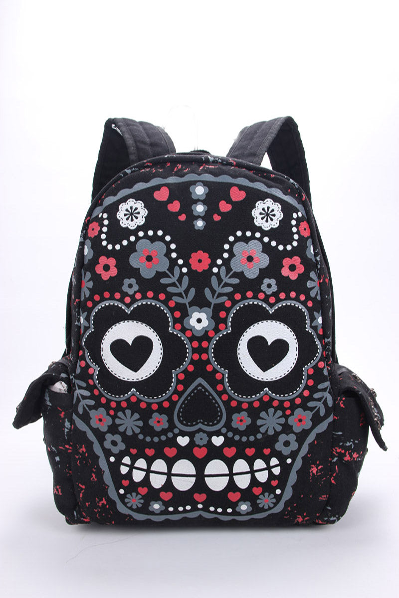 Sugar Flower Printed Skull Gothic Punk Backpack Bag – The Official ...