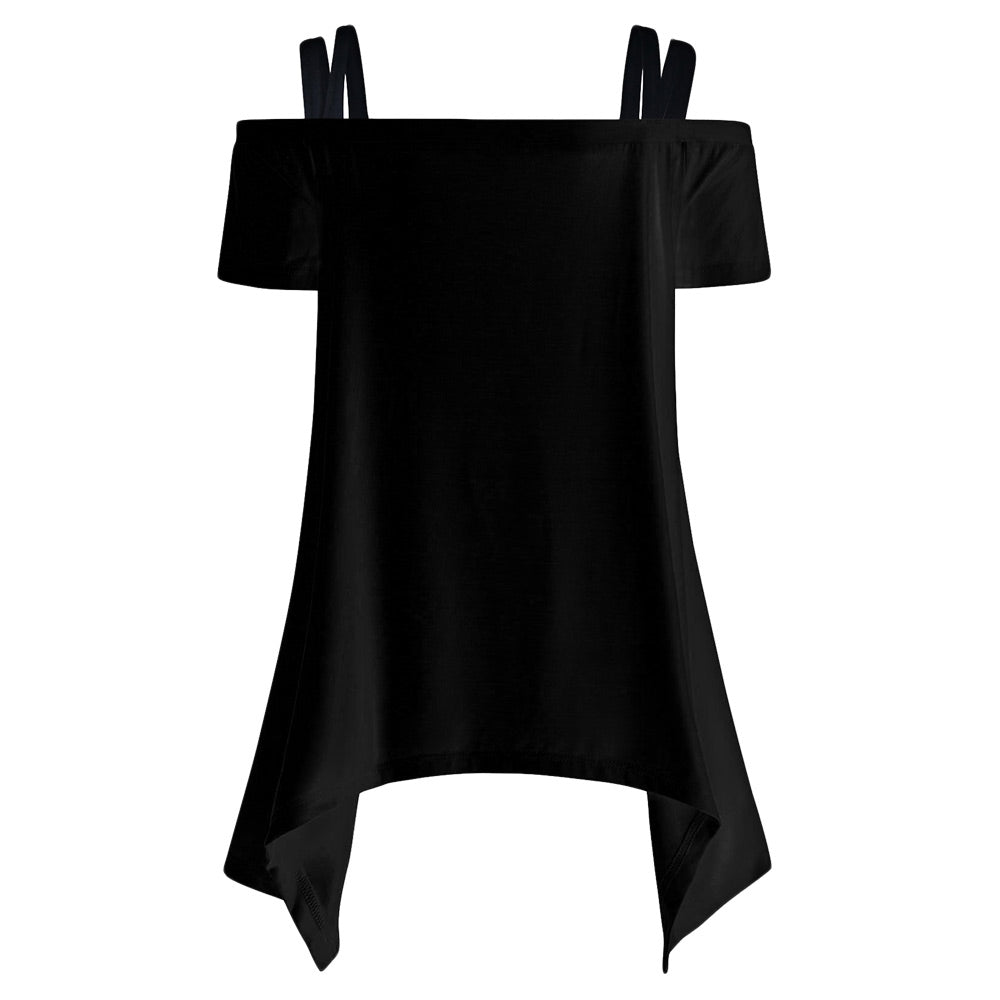 VestLinda Asymmetric Off Shoulder Skull Blouse