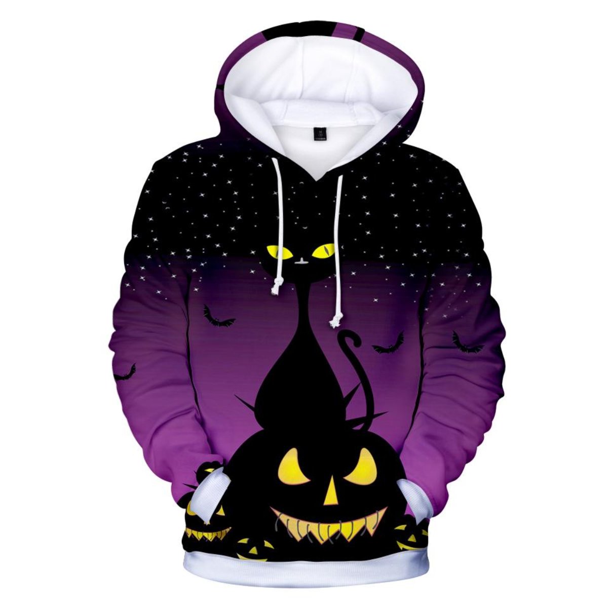 Creepy Cat And Pumpkin 3D Hooded Sweatshirt