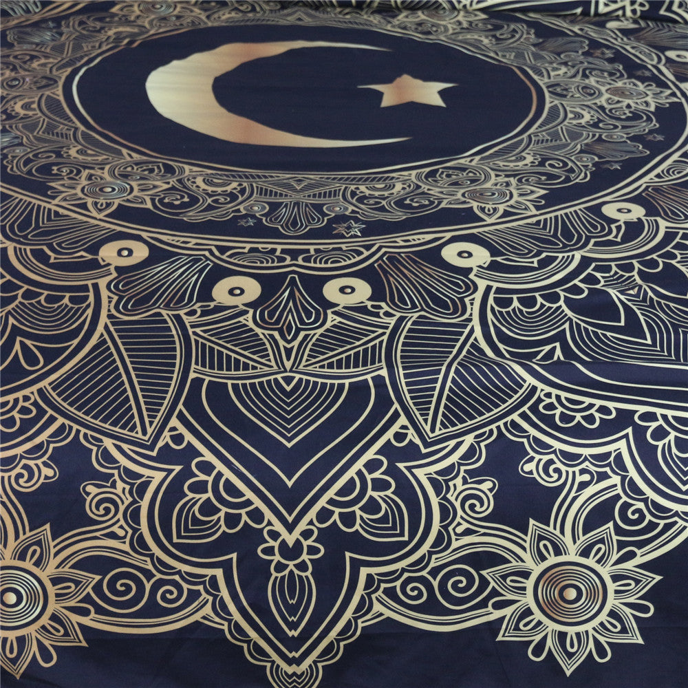 Star Moon Golden Mandala Microfiber Decorative Wall Hanging