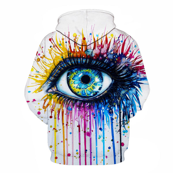 Splash Paint Eye 3D Pullover Hoodie by Pixie Cold Art
