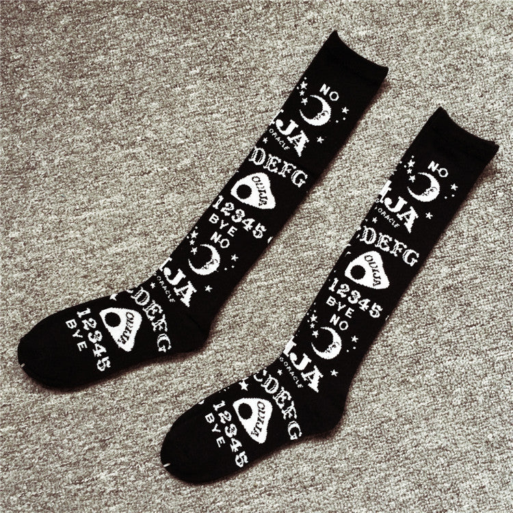 One Size Thigh High Long Ouija Socks