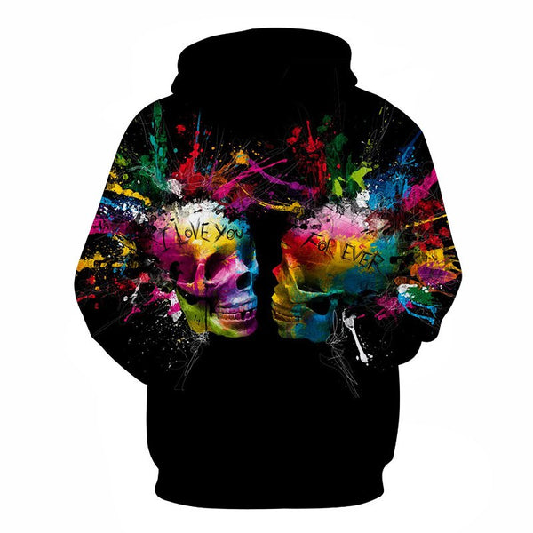 Skull Love 3D Print Hooded Sweatshirt
