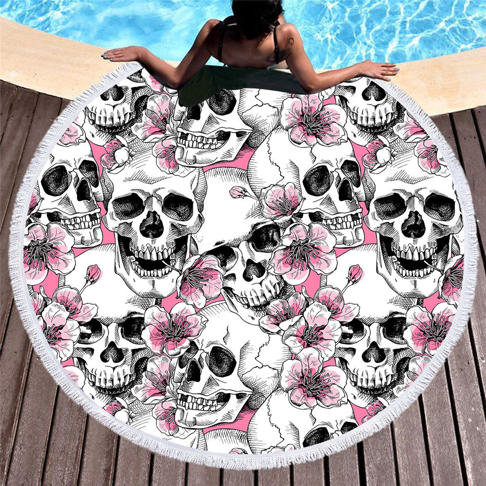 Laughing Skull Flower Towel