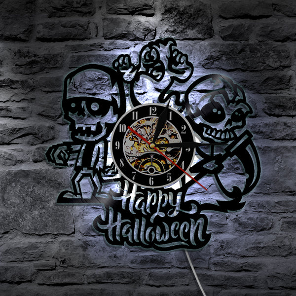 7 Color 3D LED Halloween Zombie Wall Clock