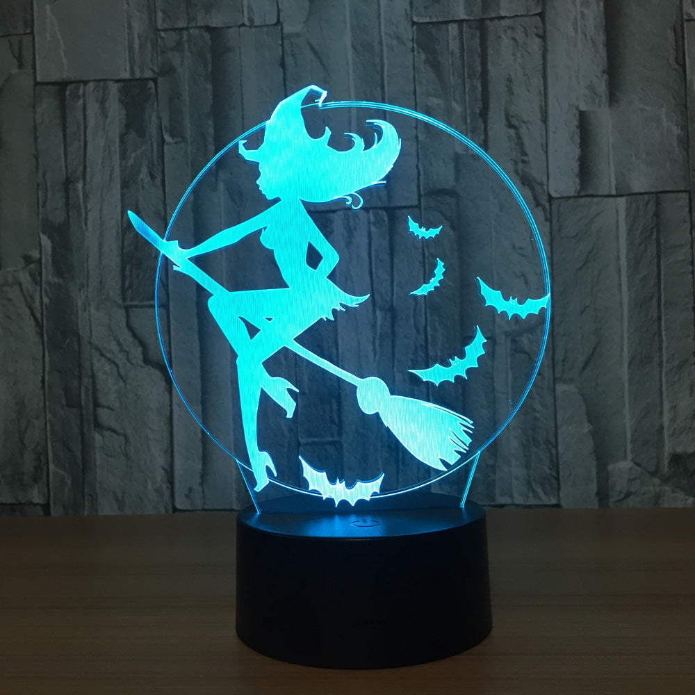 7 Color 3D LED  Acrylic Witch Table Lamp