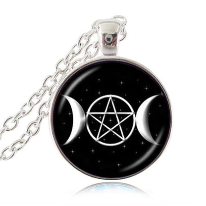 Triple Moon Goddess Pendant Necklace