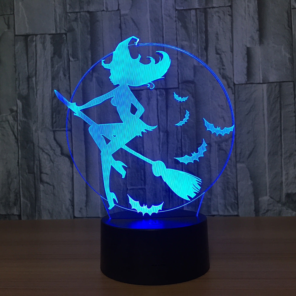 7 Color 3D LED  Acrylic Witch Table Lamp