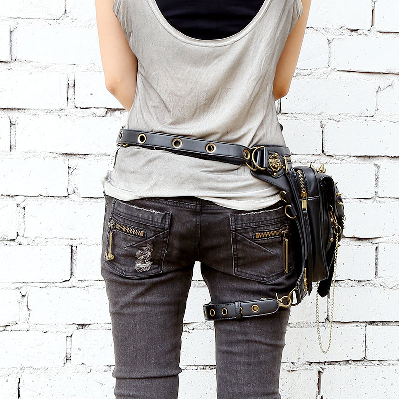 Steam Punk Skull Gothic Waist Leg Purse Bag
