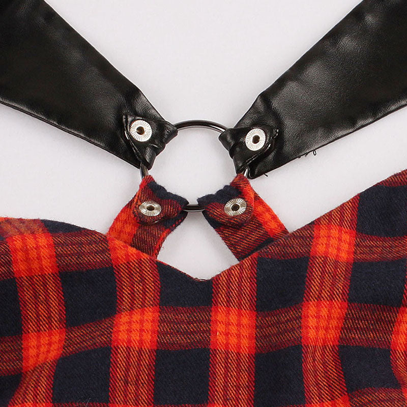 Plaid A-Line Gothic Spaghetti String Dress