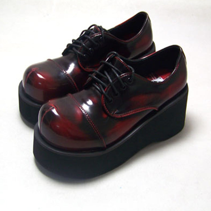 Women Ankle Platform Wedge Creeper Lace Up Gothic Boots Shoes