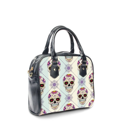 The Purple Skulls Print Messenger Bag