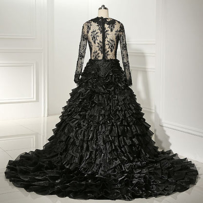 Black Lace Gothic Wedding Gown