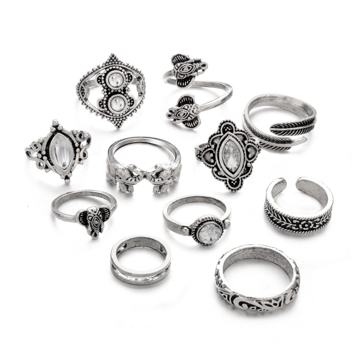 11pcs Boho Style Rings - The Official Strange & Creepy Store!