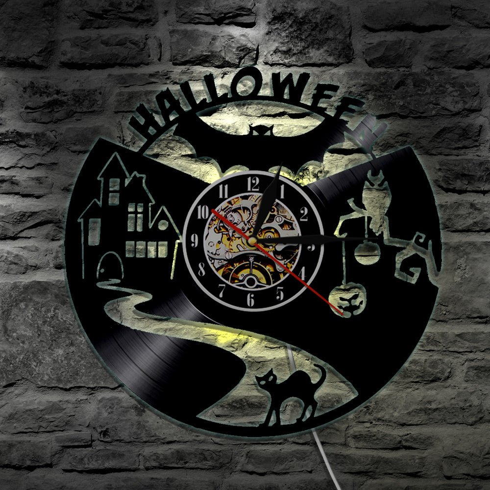 7 Color 3D LED Creepy Halloween Vinyl Wall Clock