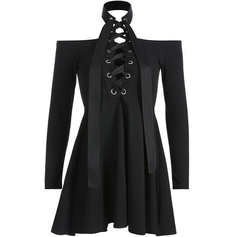 Gothic Slim Lace Up Mini Dress