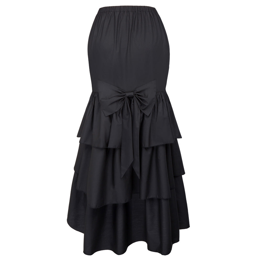 Black Mermaid Fishtail Long Corset Steampunk Gothic Skirt