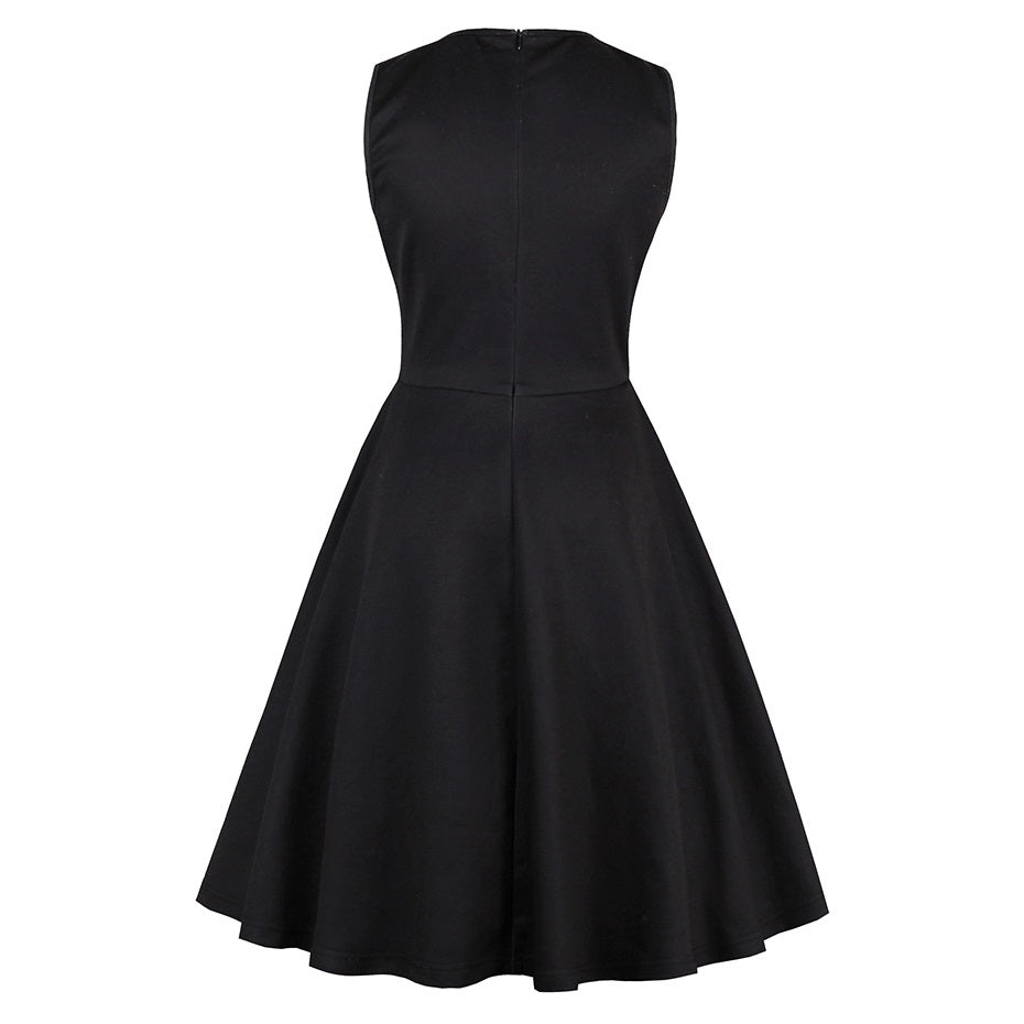 Black Print Crescent Moon Casual Dress