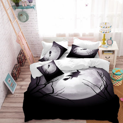 Witch Flying By Moon Bedding Set