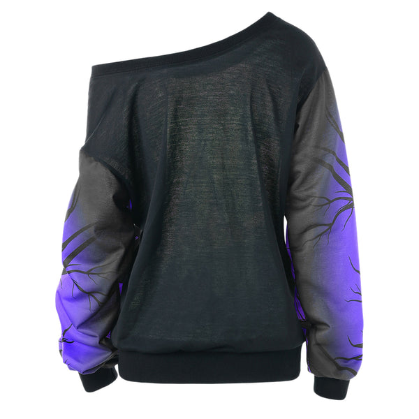 Skew Neck 3D Print Halloween Sweatshirt
