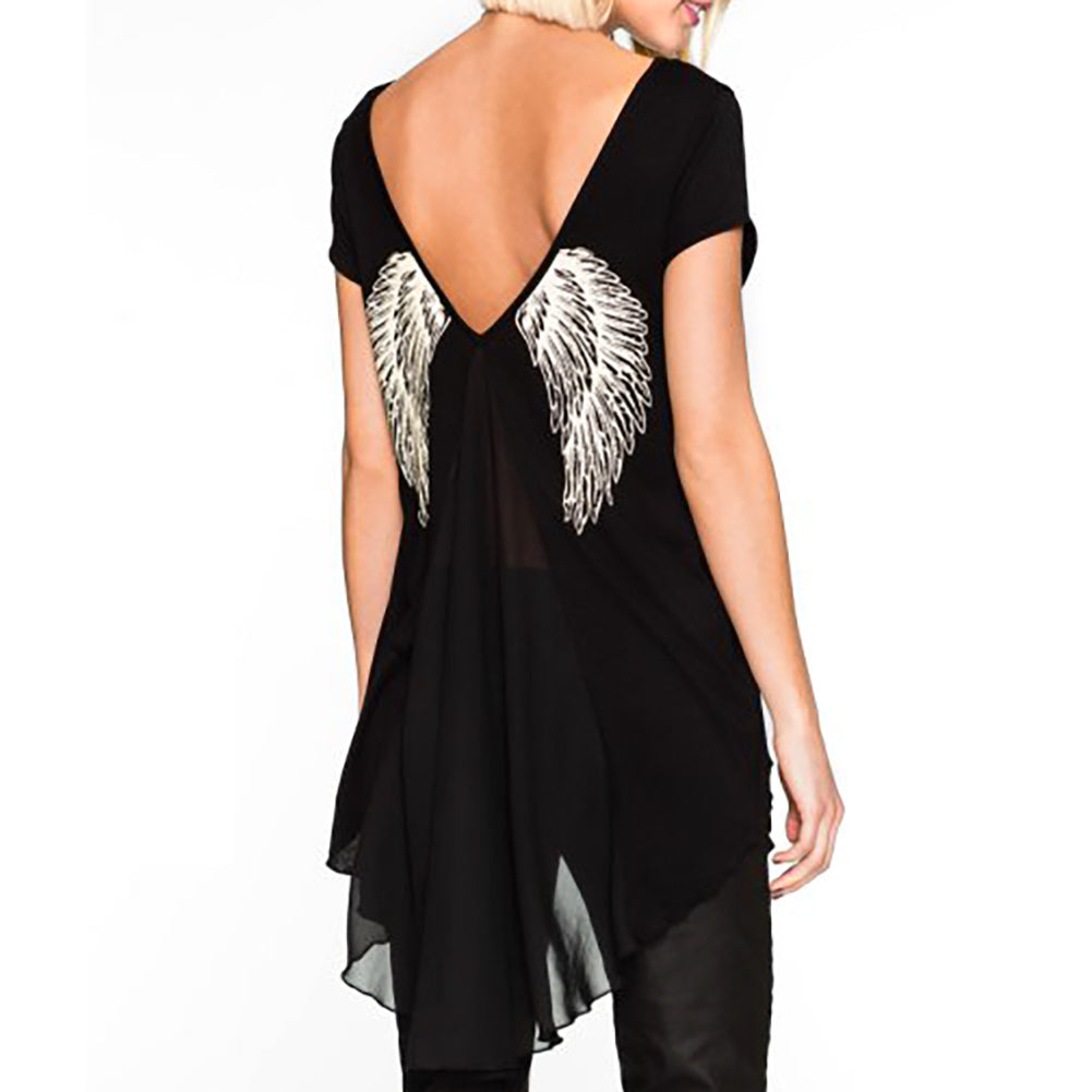 Angel Wings Unique Back Print Short Sleeve TShirt