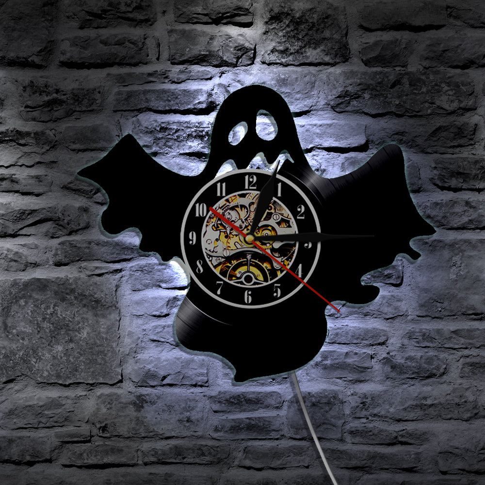 7 Color 3D LED Ghost Vinyl Wall Clock
