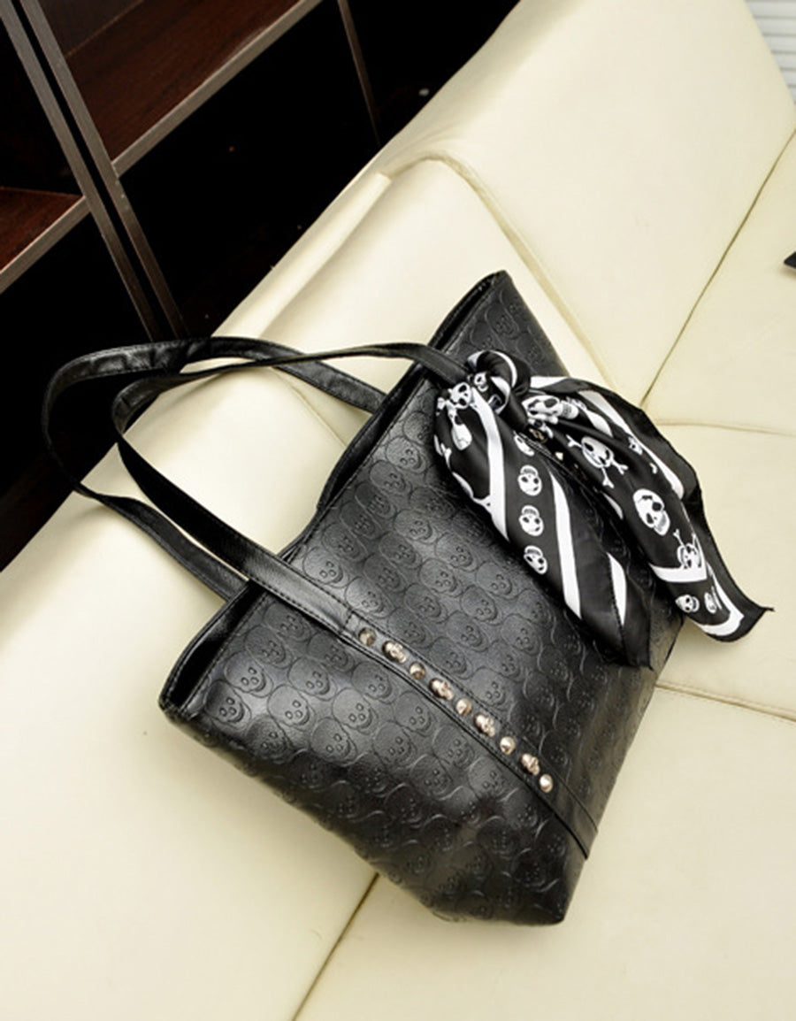 Black Gothic Style Skulls Purse Bag