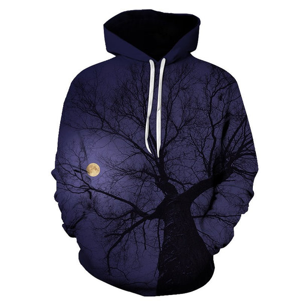 Night Moon 3D Print Hooded Sweatshirt