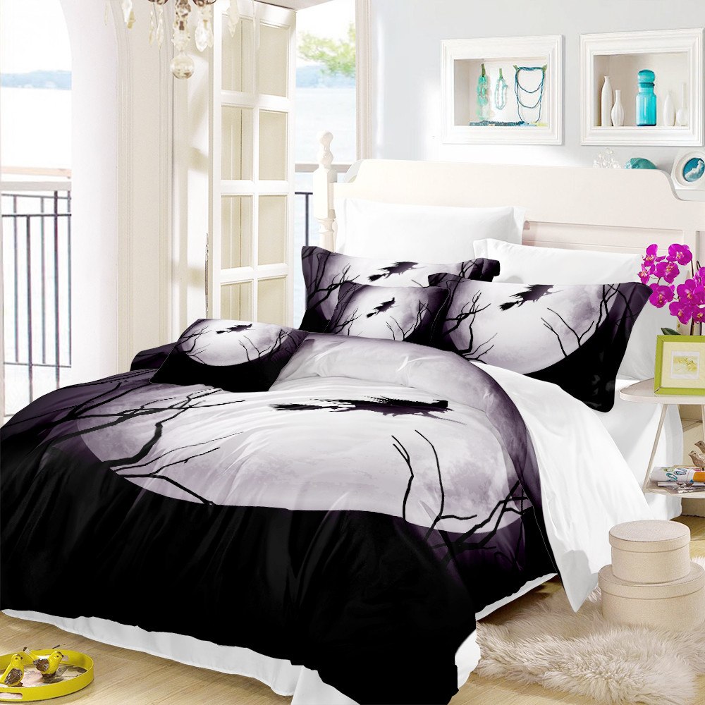 Witch Flying By Moon Bedding Set