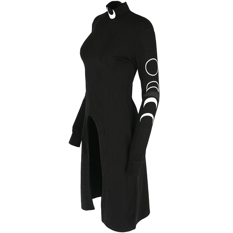 Gothic Turtle Neck Moon Phases Dress
