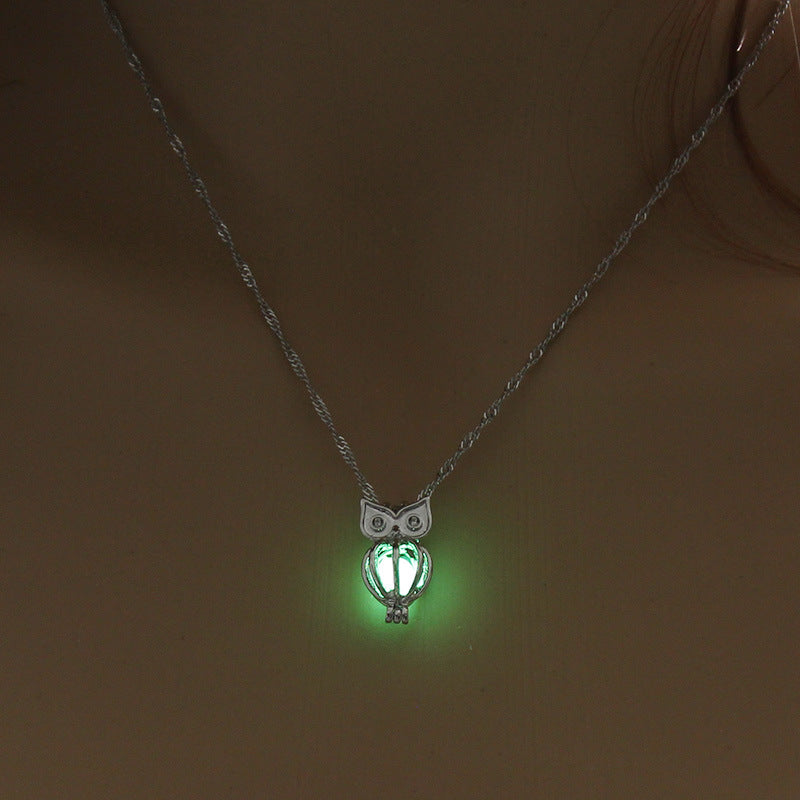 Luminous Glow Owl Pendant Necklace