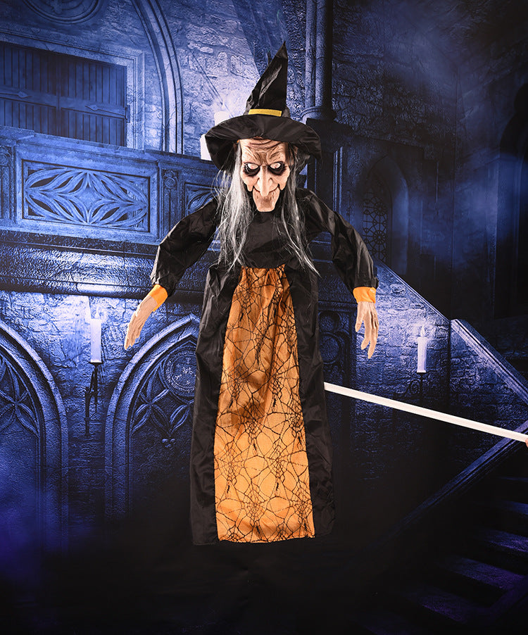 Halloween Talking & Light Up Eyes Hanging Witch