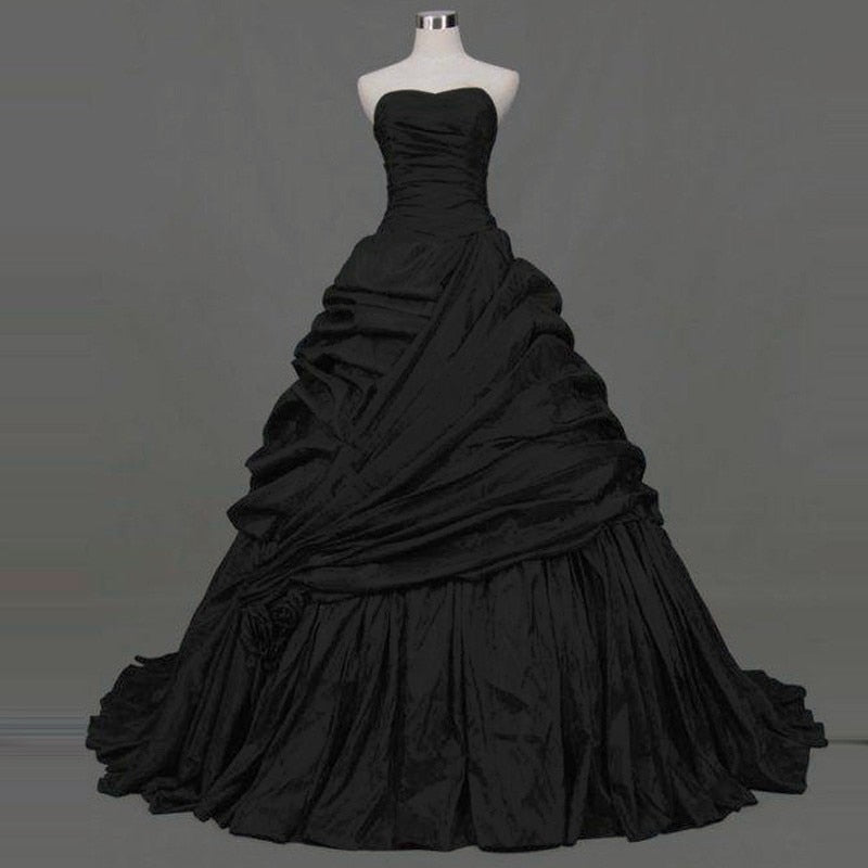 Gothic Black Ball Gown Sweetheart Dress