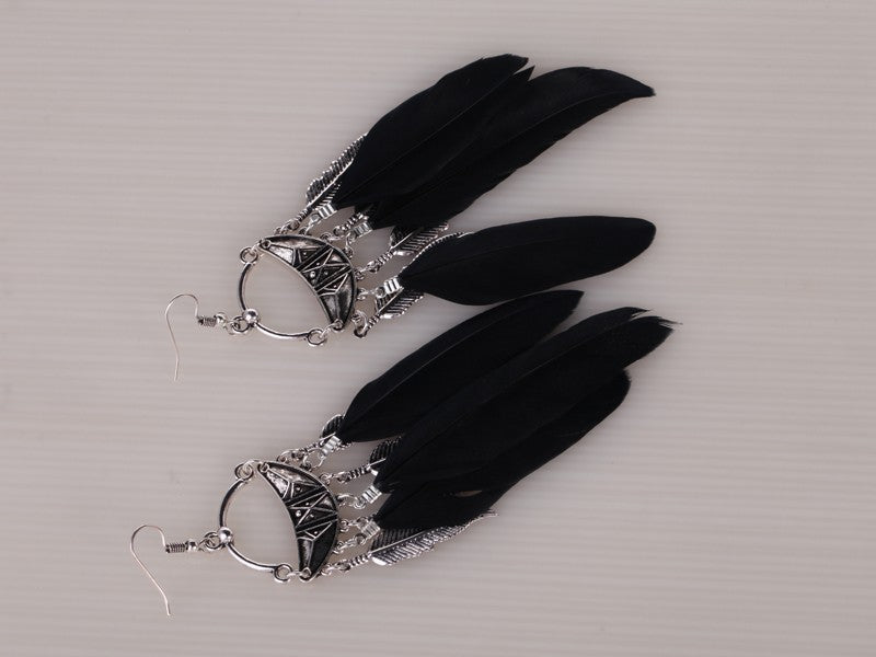 Black Feather Designer Fashion Earrings