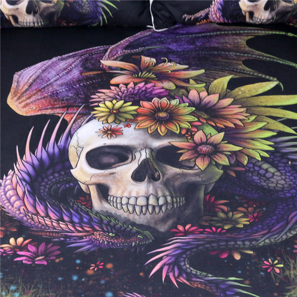 Flowery Skull By Sunima Art  Round Beach Towel