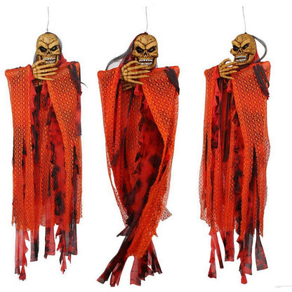 Halloween Orange Sound Control Hanging Skeleton Ghost 150cm
